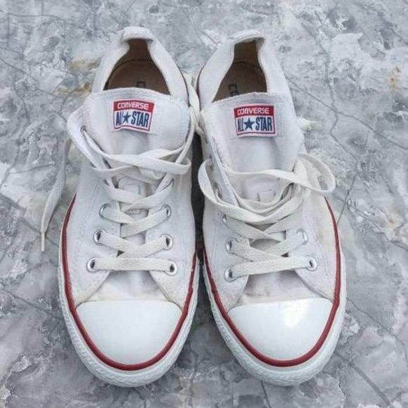 VINTAGE UNISEX CONVERSE ALL STAR WHITE CANVASS SNEAKERS MENS 8 WOMENS 10 - Picture 1 of 5
